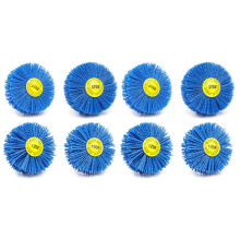 8 Pieces 80X30X6mm Drill Abrasive Wire Grinding Wheel Nylon Bristle Polishing Brush for Wood Furniture Mahogany Finish