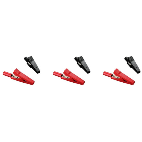 6X Insulated Alligator Clip Connector Clamp Testing Probe Red+Black 1