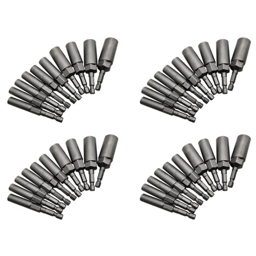 20Pcs 5.5mm-14mm Hex Socket Sleeve Nozzles Nut Driver Set for Power Drills Impact Drivers Power Screwdriver Handle Tools