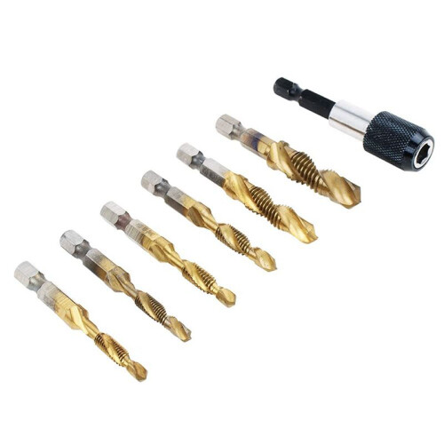Titanium Combination Drill Tap Bit Set 52PCS SAE and Metric Tap Bits Kit for Screw Thread Drilling Tapping Deburring 2
