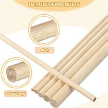 200 Pezzi Aste per Tasselli Nel Legno Asta per Tasselli Artigianali Nel Legno 1/8,3/16,1/4,5/16,3/8X6 Pollici Bastoncini per Realizzazione di