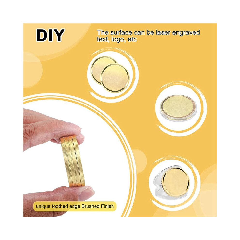 20Pcs Brass Laser Engraving Blanks Blank Challenge Frosted Coin With Acrylic Protection Box - 40Mm For Diy Crafts 6033405198922