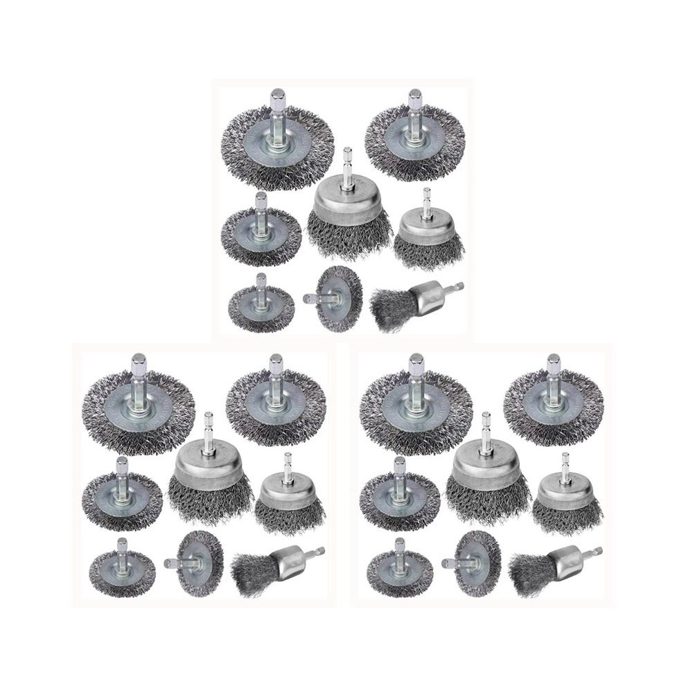 24 Piece Wire Brush Wheel Cup Brush Set 1/4Inch Hex Shank Coarse Crimped Carbon Steel Wire Wheel For Rust Removal 6032248215551