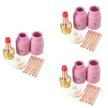 27Pcs TIG Welding Torch Large Long Gas Lens & Alumina Cup for WP17 WP18 WP26 TIG Collet Bodies Spares Kit Accessories