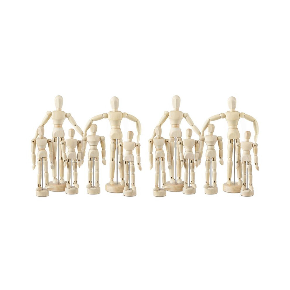 12 Pcs Artist Mannequin Model Wooden Manikin Drawing Moveable Figure Model With Stand Flexible Jointed Mannequin 4712234418938