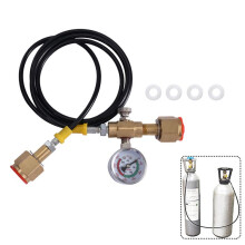 2X Argon CO2 Refilling Station Charging Adapter to Small Welding Tanks,W/ 1.5 Meters Soft Hose 250Bar Gauge W21.8-14