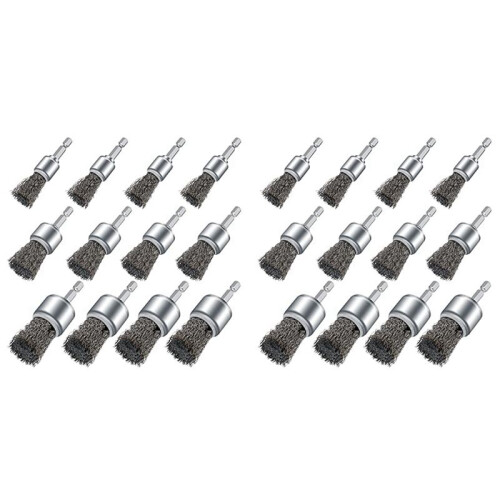 24PCS Wire Brush Wheel for Drill, Wire Wheel Cup Brushes for Drill Paint Surface Rust Removal and Small Spaces