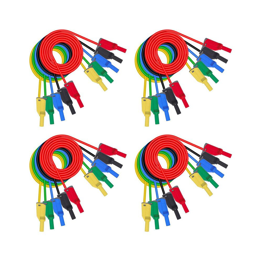 20Pcs Banana Plug Silicone Test Leads 4Mm Fully Insulated Safety Shrouded Stackable Banana Plug Extension Cable 6032940078478