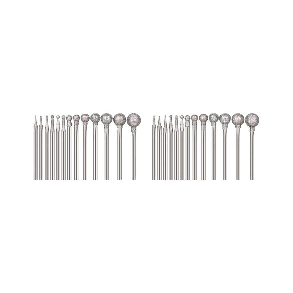26 Pcs Shape Diamond Burr Diamond Mounted Grinding Burs Stone Carving Set With 3/32 Inch Mandrel For Rotary Tools 6034021332356