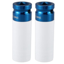 2X Roue en Alliage 1/2 Pouce Drive 17mm Ensemble de Profondeur Murale Profonde Tuyau D'Ecrou Bleu