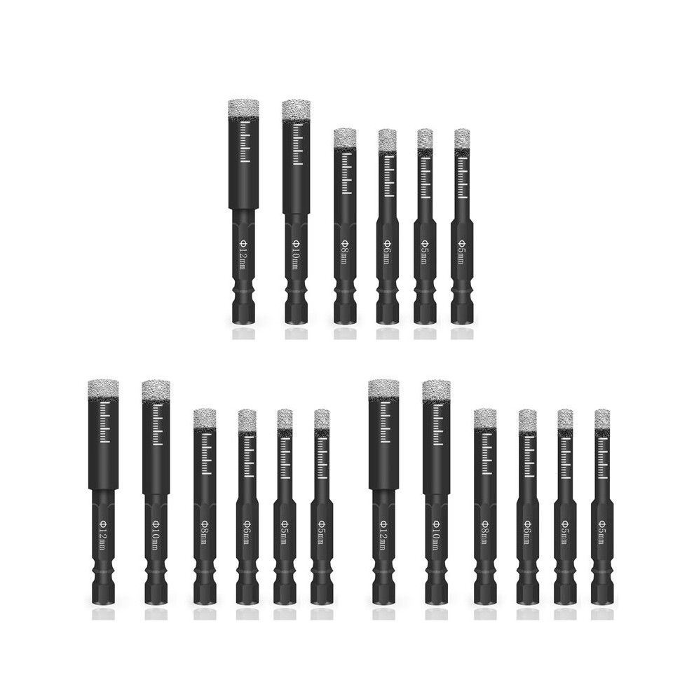 Photos - Other Office Equipment 18Pc Black Dry Diamond Drill Bits Set for Granite Ceramic Marble Tile Stone Glass Hard Materials 5/6/8/10/12mm