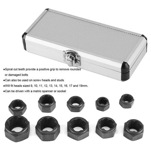 20Pcs Drive Socket 9-19mm Damaged Nut Stud Extractor Bolt Remover Locking Set Threading Tools Kit 1
