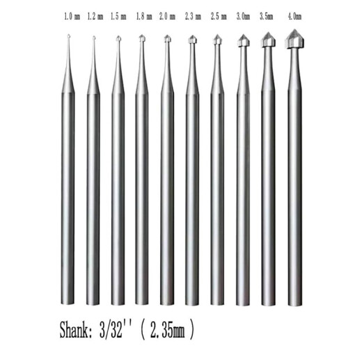 20 Pcs Jewelry Setting Burr - 3/32Inch Shank Stone Setting Burs Cylinder - Cone Shape Lapidary Making Tools 1