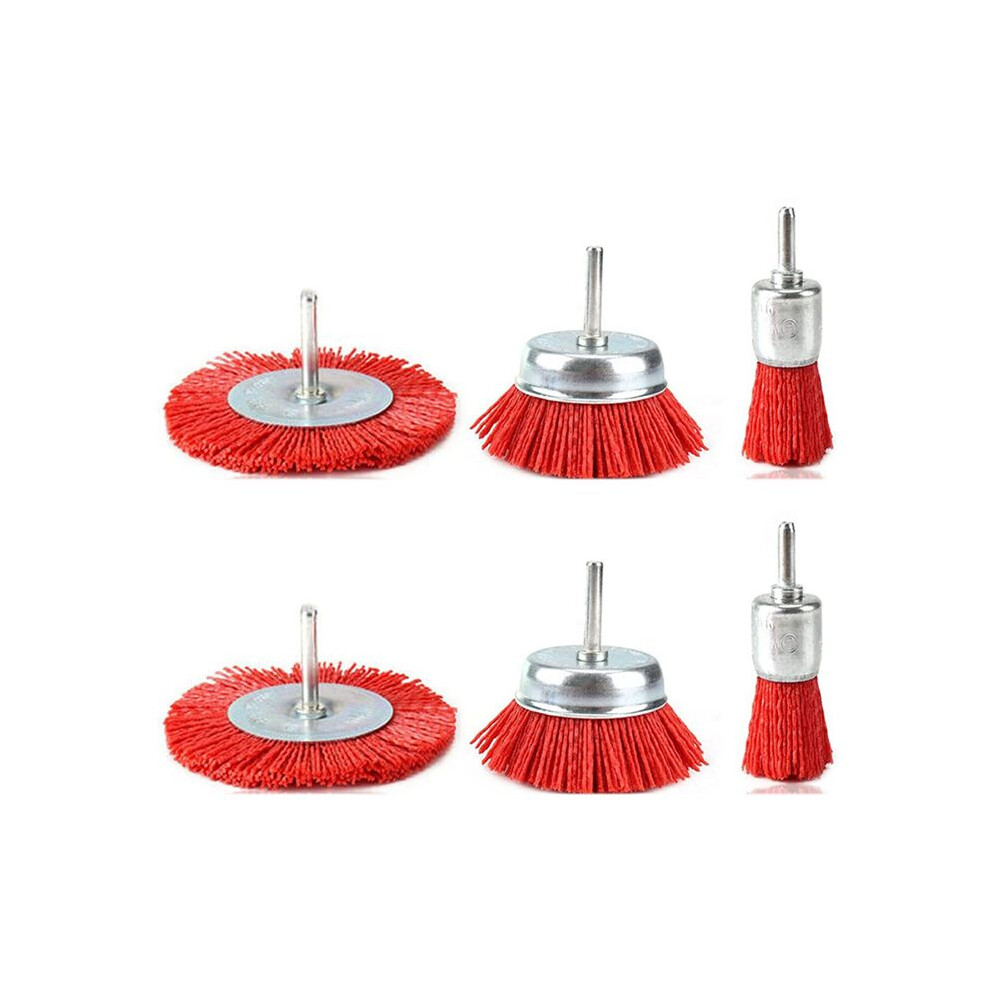 6 Piece Nylon Filament Abrasive Wire Brush Wheel & Cup Brush Set With 1/4 Inch Shank For Removal Of Rust/Corrosion/Paint 4713116665297