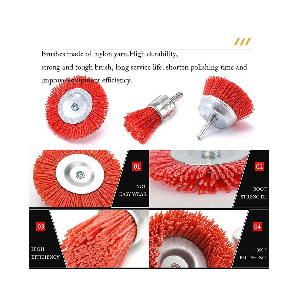 6 Piece Nylon Filament Abrasive Wire Brush Wheel & Cup Brush Set With 1/4 Inch Shank For Removal Of Rust/Corrosion/Paint 6033977903399