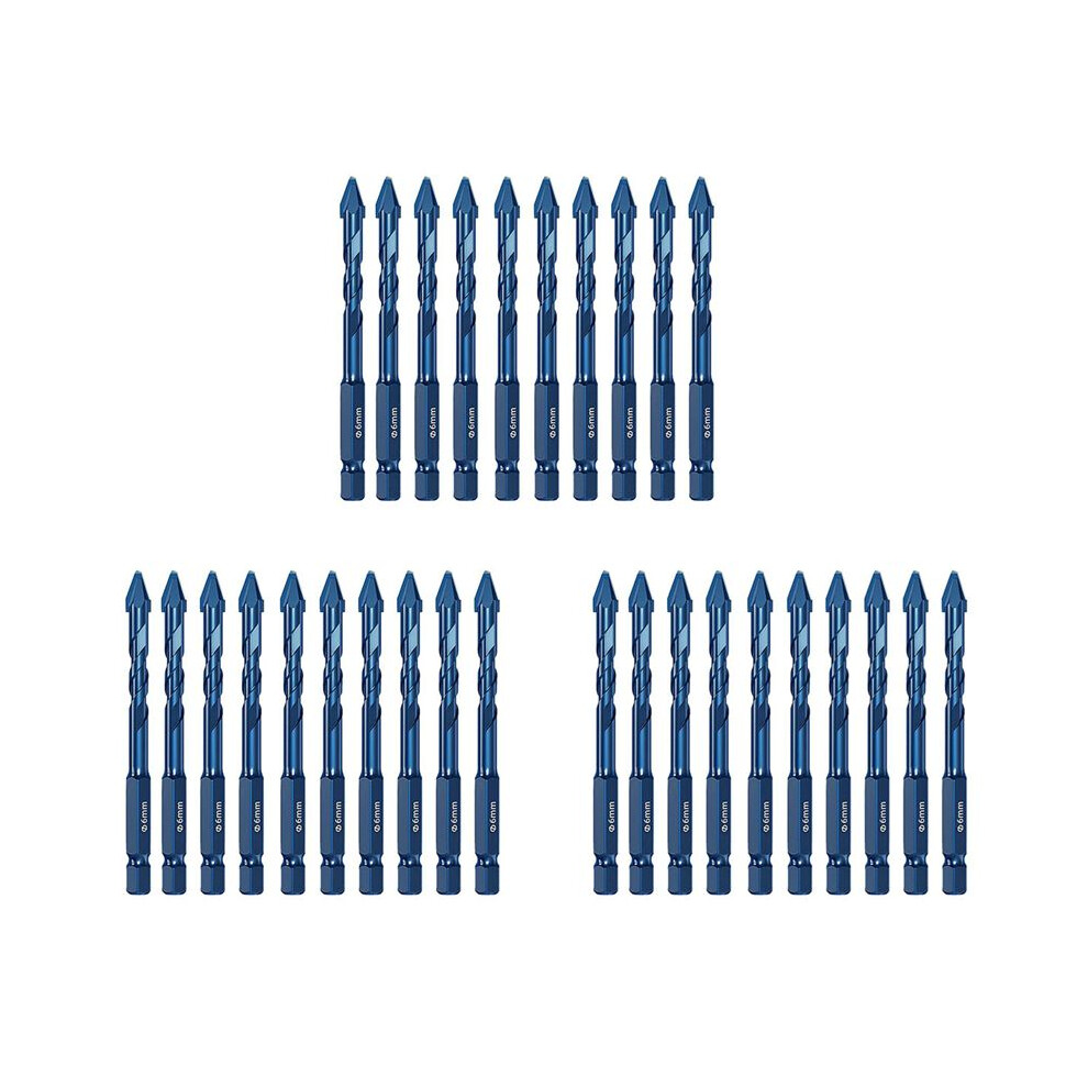 30Pcs High Hardness Eccentric Drill Precision Drilling 6Mm Glass Tile Ceramic Punching Rock Slab Triangle Drill Bit 4713755125923