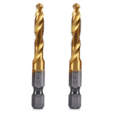 2pcs M6x1mm Haste Hexagonal Banhada A Titânio HSS Rosca Métrica Torneira Brocas Máquina de Parafuso Torneira Composta Ferramenta de Chanfro Aberto