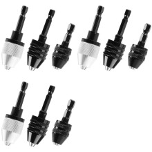 9PCS 1/4 Inch Hex Shank Keyless Drill Chuck Quick Change Adapter Converter Impact Drills Bits, Electric Tool Accessories