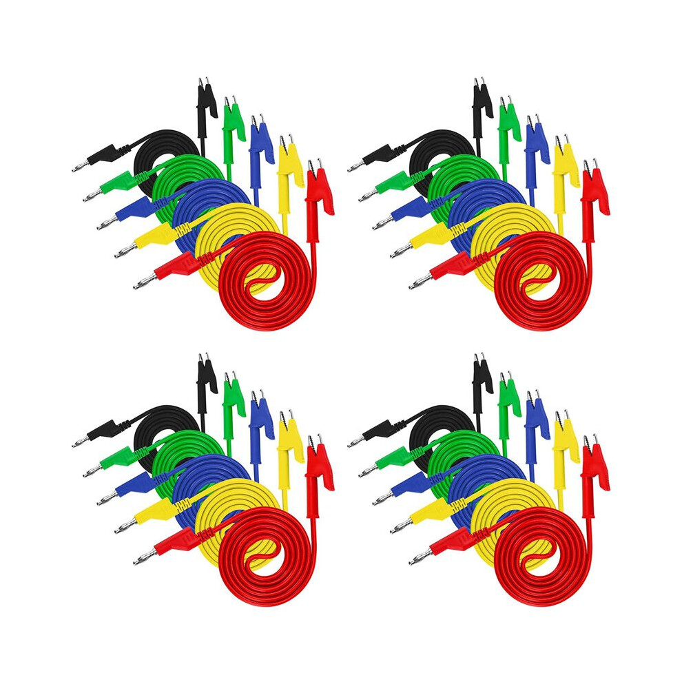 20Pcs 4Mm Multimeter Banana Plug To Alligator Clips Test Lead For Electrical Testing Wires And Alligator Clip Cable 4711363989258
