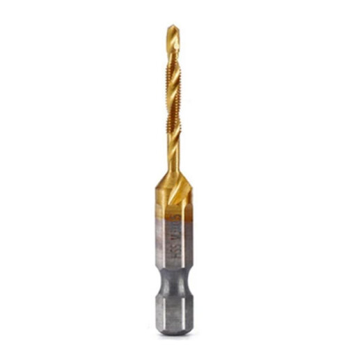 2pcs M3x0.5mm Hex Shank Titanium Plated HSS Screw Thread Metric Tap Drill Bits Screw Machine Compound Tap 1