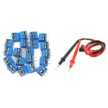 1 Pair 1000V Banana Plug 2.6Ft Voltmeter Probe Test Lead & 20 Pcs 2-Pin Screw Terminal Block Connector 5.08mm