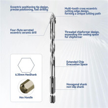 20 Pezzi di Nuova Punta da Trapano Eccentrica A Quattro Taglienti con Denti di , Dimensioni 5/6/8/10/12 mm, per Legno, Marmo, Metallo, Vetro,