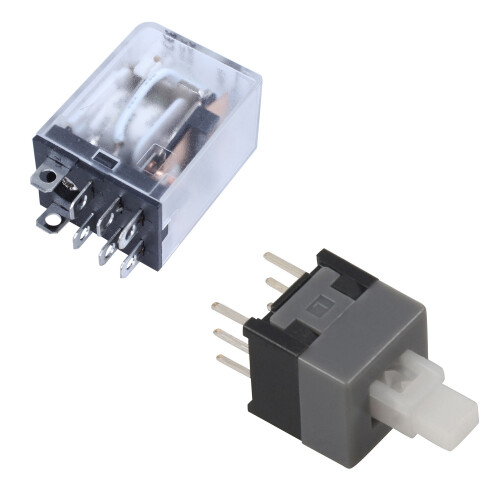 8-Pin LED Electromagnetic Relay 1 Pcs with 6 Pin DPDT Latching Tact Tactile Push Button Pushbutton  20 Pcs 1