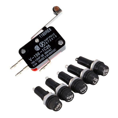 1 Pcs  Limit  Long Hinge & 5 Pcs AC 125V 15A 6 X 30Mm Panel Mount Fuse Holder 1