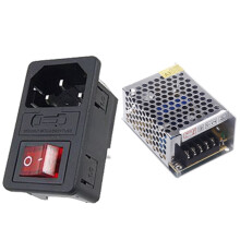 1 Pcs Inlet Male Power Socket with Fuse  & 1 Pcs AC 100V-240V to  5V 5A 25W  Voltage Converter