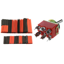 1x AC 250V 15A Latching 3 Way -Off- Single Pole Double Throw Toggle  & 127PCS 2:1 Heat Shrink Tubing