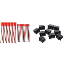10 Pcs SPST  Black 2 Pin Rocker  AC 125V 10A 250V 6A with 10 Pairs 2 Pin JST Plug Socket Connector