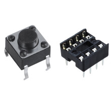 50 Pcs 4-Pin DIP Through Hole Momentary Tactile Push Button with 10 Pcs 8 Pin DIP IC Sockets