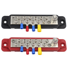12 Bornier de Distribution Barre Omnibus 48 V 12P Barres de Câblage Barre Omnibus avec Couvercles + Bornes à Anneau pour Yacht RV