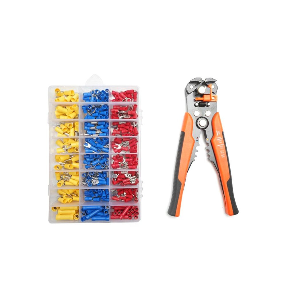 Wire Crimping Tool Set,Crimp Spade Terminal Assorted Electrical Wire Cable Connector Kit Crimp Spade Insulated Ring Fork 6033961810399