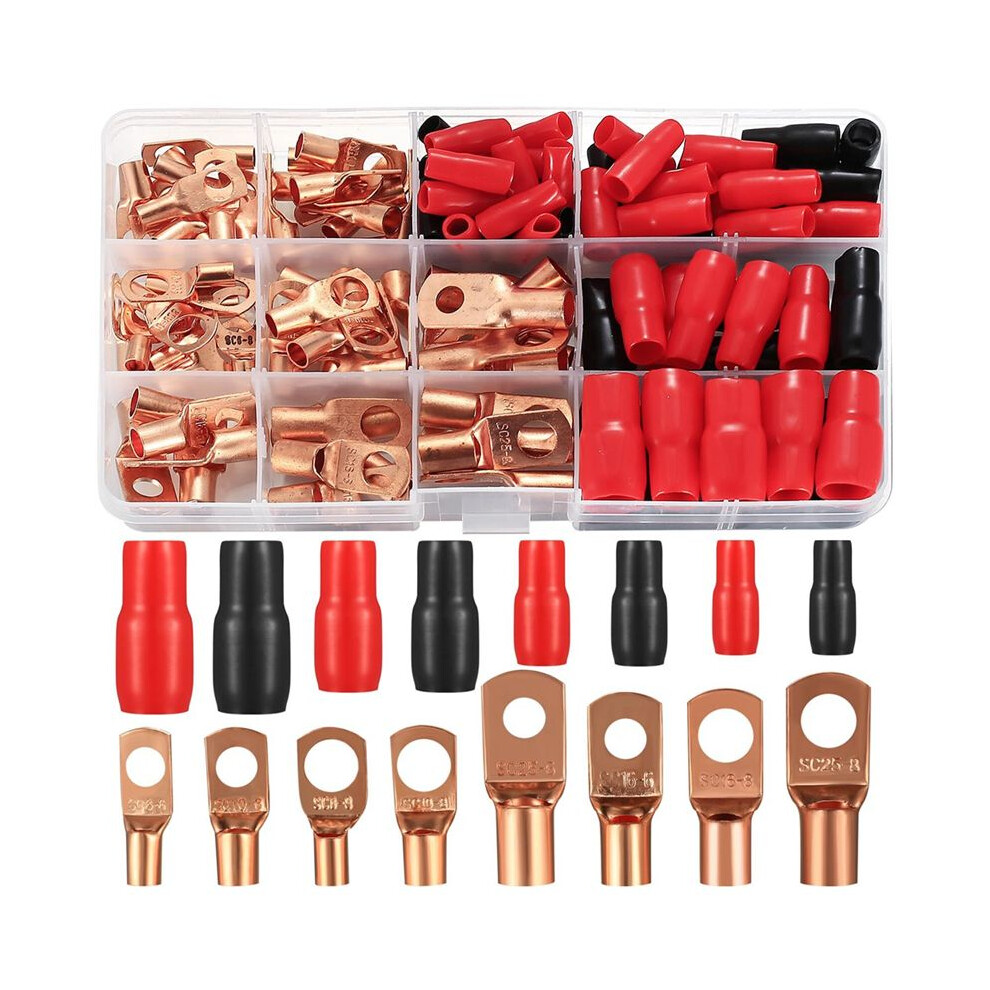 Tube Cable Lug Set, 120 Pieces Pipe Cable Lugs Set, Bolt Hole Tinned Copper Terminals, Crimp Connector, Cable Lug Set 4711632701406