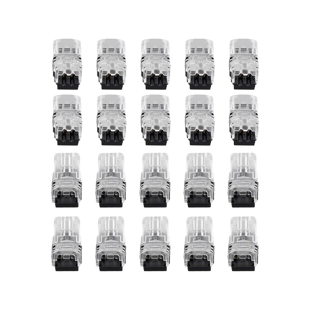 20Pcs 2Pin Led Strip Connectors Waterproof 8Mm Led Terminal Connector For Led Strip Light Ws2811 Ws2812b Strip 4713883726597