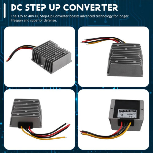 168W  Step  Converter 12V to 48V 3.5A Power Converter Module Converter Voltage  Regulator Reducer