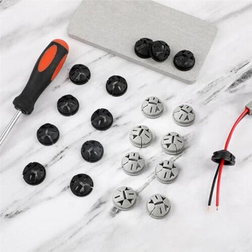 Conectores de Cabo Push-In de 100 Unidades, Botão de Conector Push-In de 3/8 Polegadas Braçadeiras de Cabo NM Push-In para Nocautes de 1/2 Polegada 1