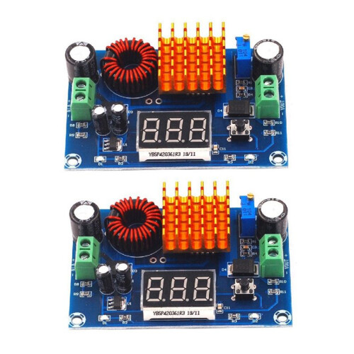 2Pcs XH-M411  4-35V to 5-45V Boost Module Digital Voltmeter Boost Converter Board 5A Power Adjustable Step- Module