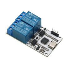 Module de Relais 2 Canaux USB Vers CH340 Module de Relais de Contrôle Série Protection Optocoupleur Module D'Interface TYPEC DSTUR-T20