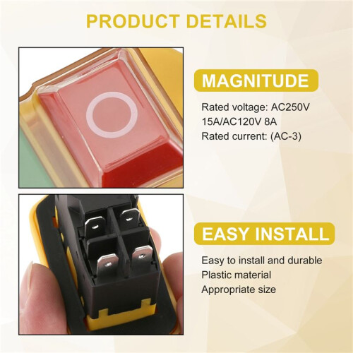 YH02-A Electromagnetic  220V 15A 5PIN Start Push Button for Machine Tool Equipment Waterproof Panel