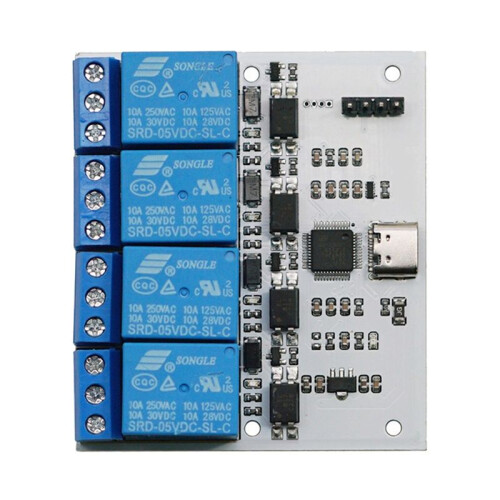 Module de Relais 4 Canaux USB Vers CH340 Module de Relais de Contrôle Série Protection Optocoupleur Module D'Interface TYPE-C DSTUR-T40