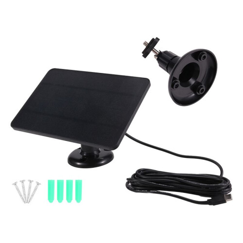 Waterproof 4W Solar Panel for Home Security Camera Solar Cells Powered Charger Type C Black 1