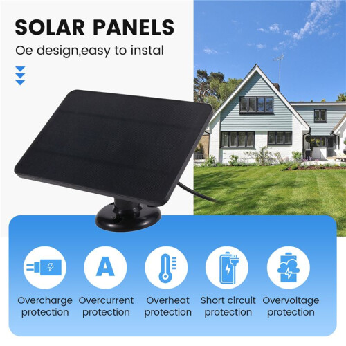 Waterproof 4W Solar Panel for Home Security Camera Solar Cells Powered Charger Type C Black 2