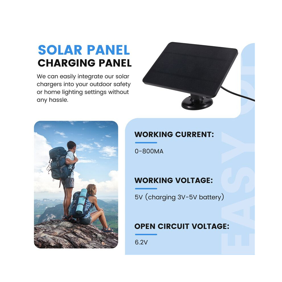 Waterproof 4W Solar Panel For Home Security Camera Solar Cells Powered Charger Type C Black 6033546706963