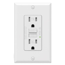 GFCI-Uttag 15 Amp, Självtestande GFI-Eluttag, Manipuleringssäkert GFCI-Uttag med Väggplatta Vit