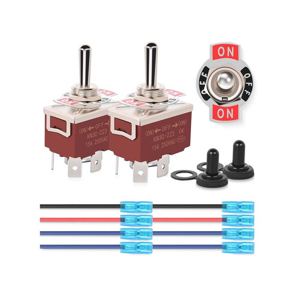 4Pin Reverse Polarity Toggle 2Pcs 12V Momentary Rocker 30A Off Dpdt 3 Position Waterproof Boot Cap 4713947292044
