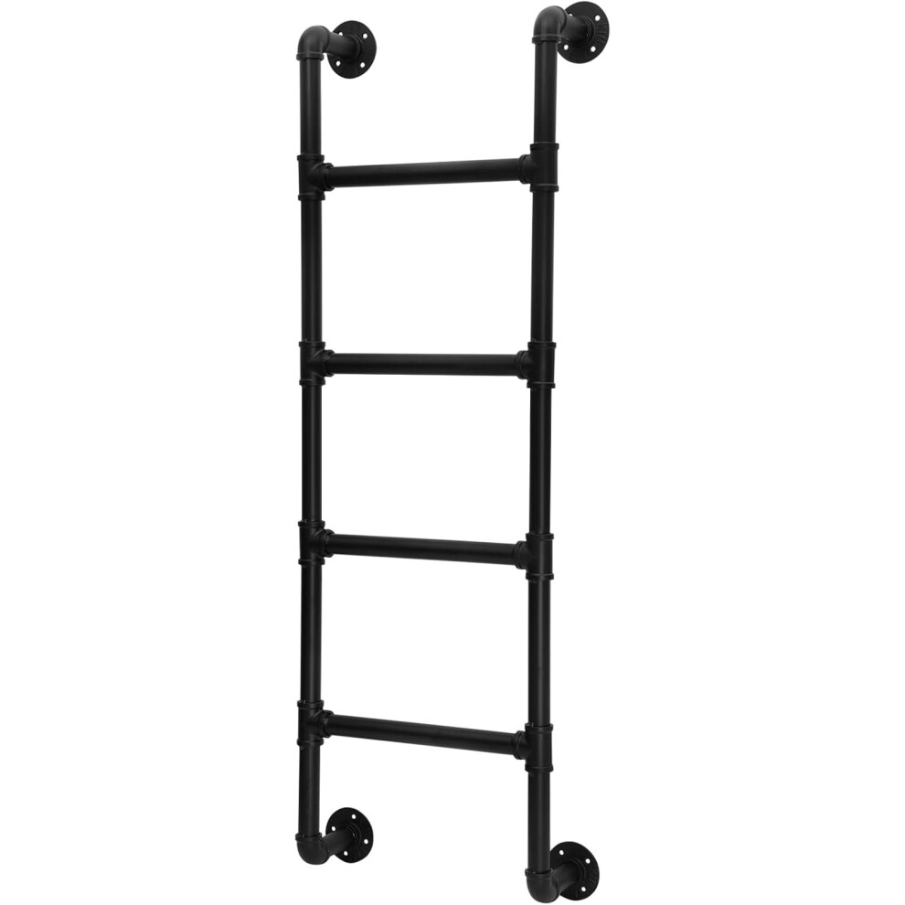 Adjustable Wall Mounted Iron Loft Ladder 6.2Ft Black Egress Ladder For Basement Rv Attic 330Lbs Capacity 9330225583905