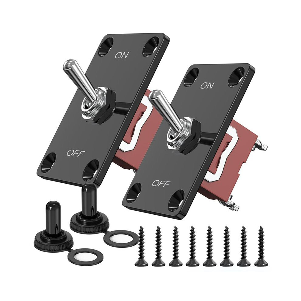 Heavy Duty Toggle 12V,2Pc 2Pin Waterproof Spst Marine Off With Mounting Panel 30A For Marine Electrical 4712523454630
