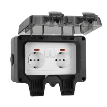 Waterproof Socket Outdoor Wall Power Socket IP66 Waterproof Weather Dust Sockets for Garden Garage Basement EU Plug